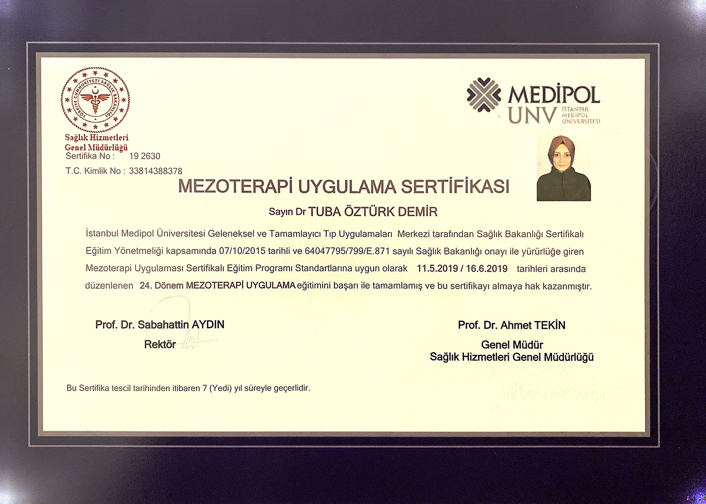 Mezoterapi Uygulama Sertifkiası