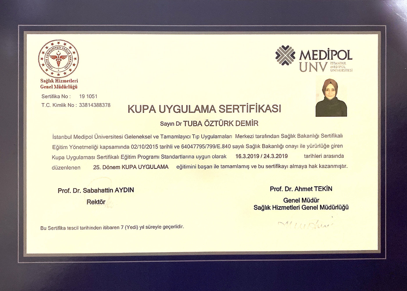 Kupa Uygulama Sertifkiası